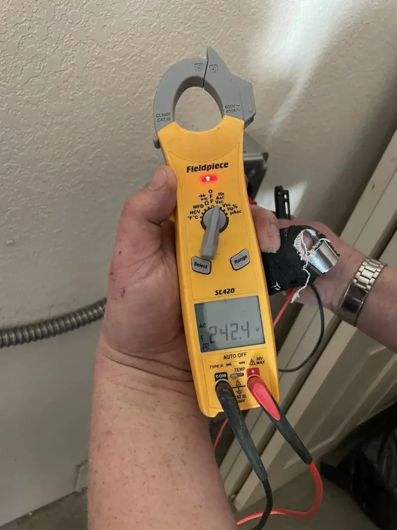 Voltage testing with clamp meter during Generator Installation in Brooktrails